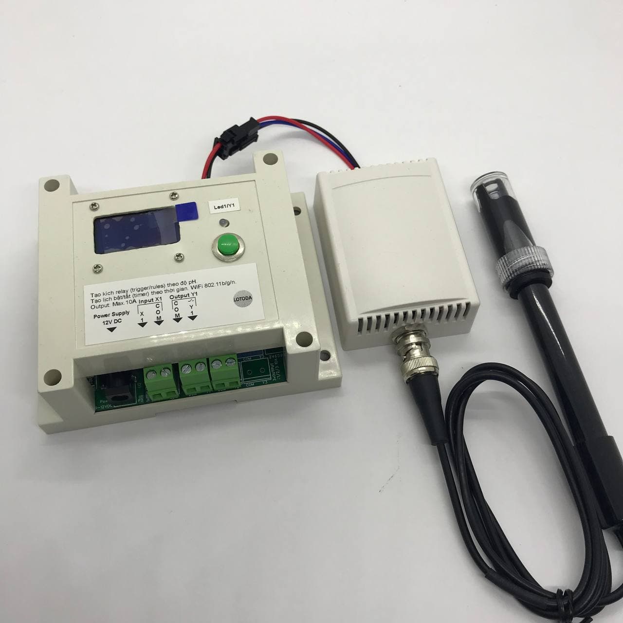 Thiết Bị IoT LOTODA WiFi Điều Khiển Tự Động 1 Kênh Output DC/AC & 1 Sensor pH với hiển thị LCD